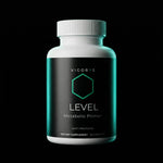 VIGORYS LEVEL Metabolic Primer Capsules 60-count bottle - apple cider vinegar with DigeZyme enzyme complex for glucose spike prevention, featuring minimalist black packaging with emerald green accent and SHIFT protocol designation